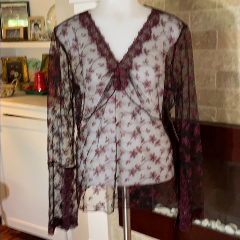 Karen Kane mesh embroidered top